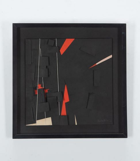 French Modernist Composition in Black and Red by Jacqueline de Butler WD2937565