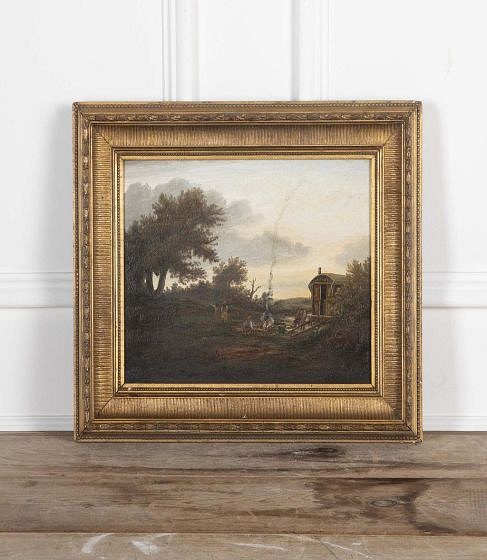SALE: Edwardian Landscape Painting of a Gypsy Camp at Dusk WD3427707