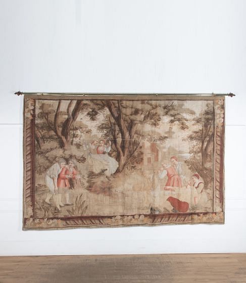 Grand Scale 18th Century Country House Painted Toile Wall Hanging WD3439559
