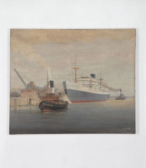 20th Century Boat Scene Painting - Southampton Docks, England WD3536699