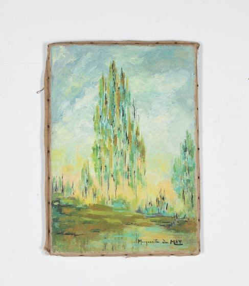 French 20th Century Oil on Canvas of Poplars in Spring WD3739293