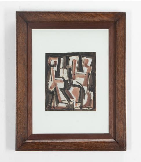 Mid-Century English Semi-Abstract Watercolour by Leo Davy WD3940764
