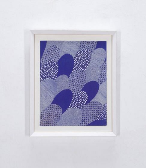 English 20th Century Blue & White Textile Design Gouache on Paper WD4235714
