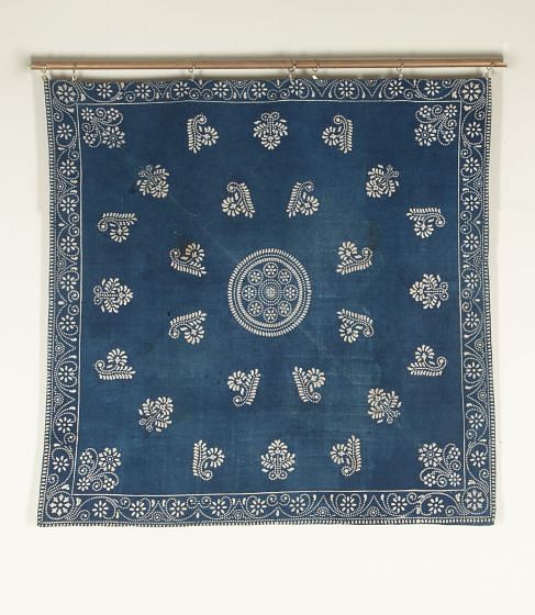 Late 18th Century French Indigo Resist Block Printed Shawl WD4241850