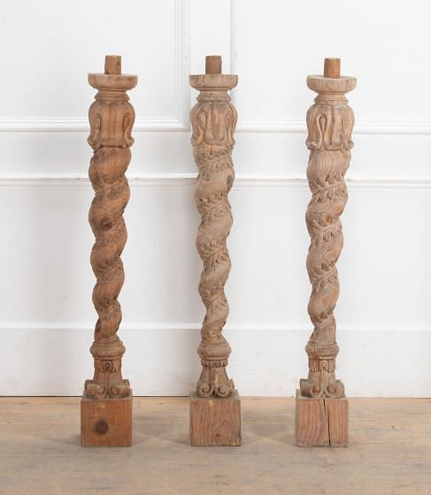 Set of Three 20th Century French Carved Pine Posts WD5141299