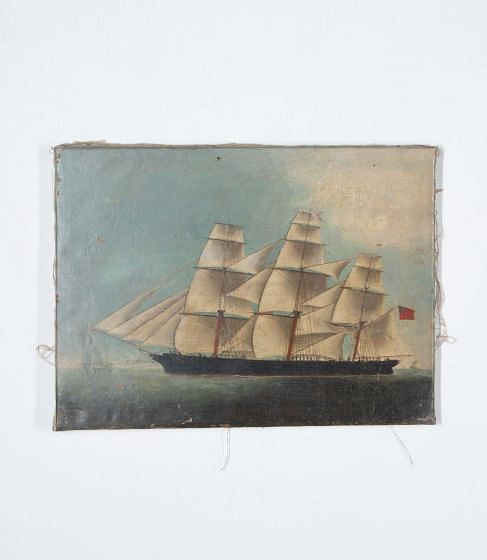 19th Century Naive Painting of a Naval Ship WD5537217