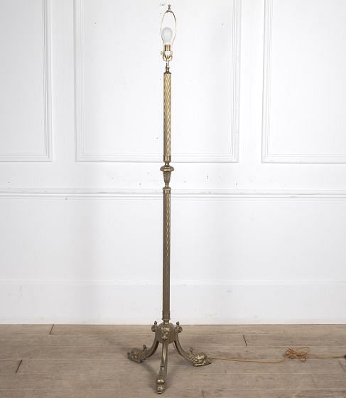 20th Century Brass Floor Lamp With a Tripod Dolphin Base LL1521056