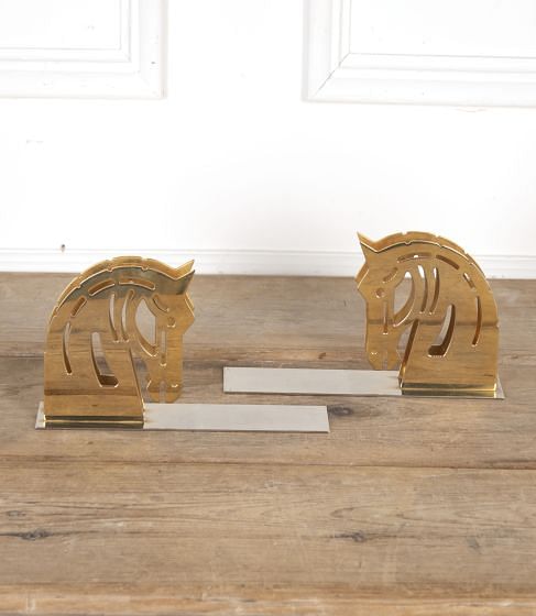 French Brass Horse Head Bookends DA4621579