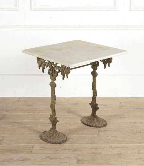 French 19th Century Cast Iron Table with Marble Top GA1160967