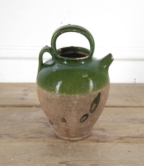 French 19th Century Green Glazed Pottery Jug DA1522758