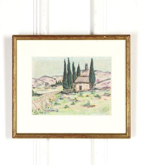 Italian Bucolic Pastel in Original Gilt Frame WD3718052