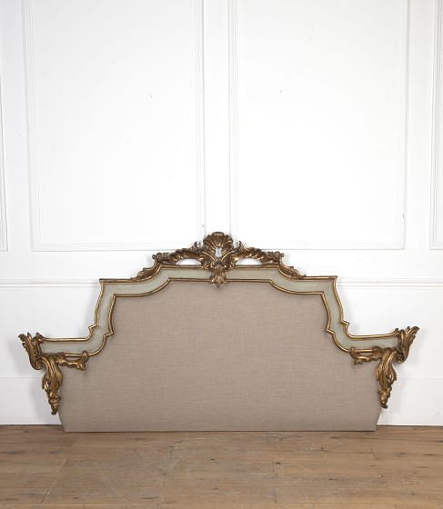 Large 19th Century Italian Giltwood Upholstered Headboard BD3422040