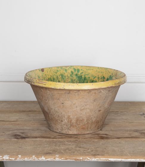 Large 19th Century Italian Green and Yellow Glazed Bowl DA2329652