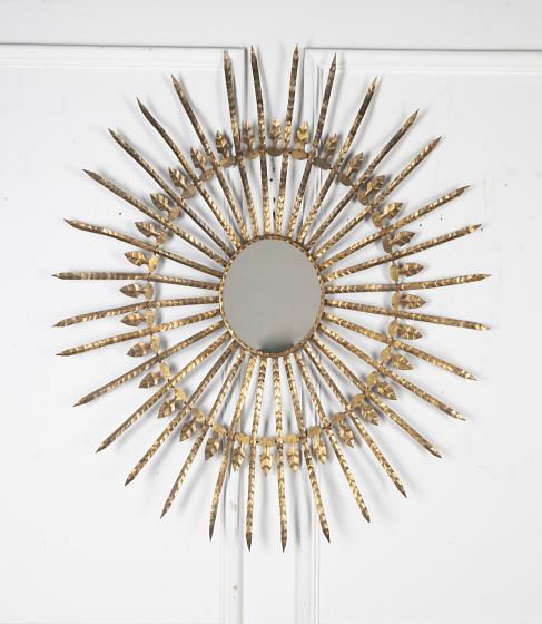Large 20th Century Spanish Gilt Metal Sun Mirror MI3424270