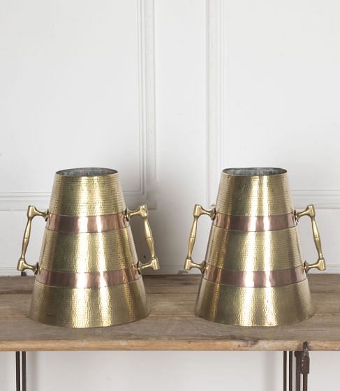 Large Pair of 20th Century Brass and Copper Wine Carriers DA8533605