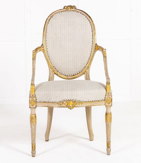Late 18th Century English Painted and Parcel Gilt Armchair CH0634986