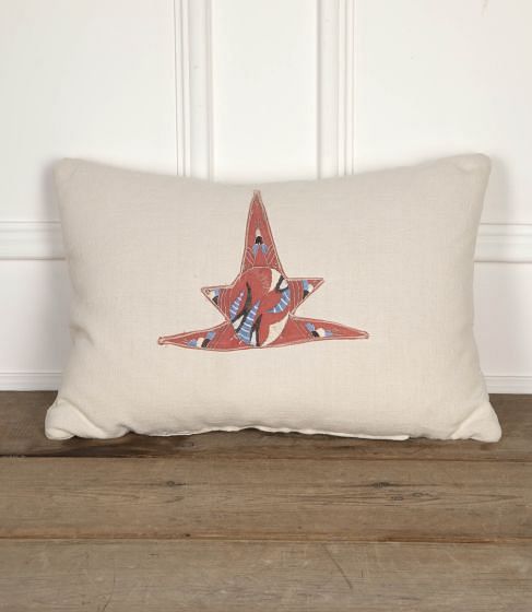 20th Century Linen Cushion With Hand Stitched Applique RT9026519