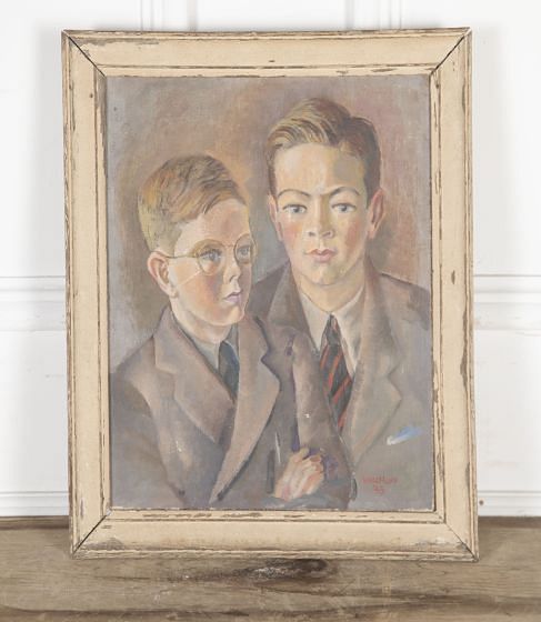20th Century Oil on Canvas Portrait of Two Schoolboys WD8024538