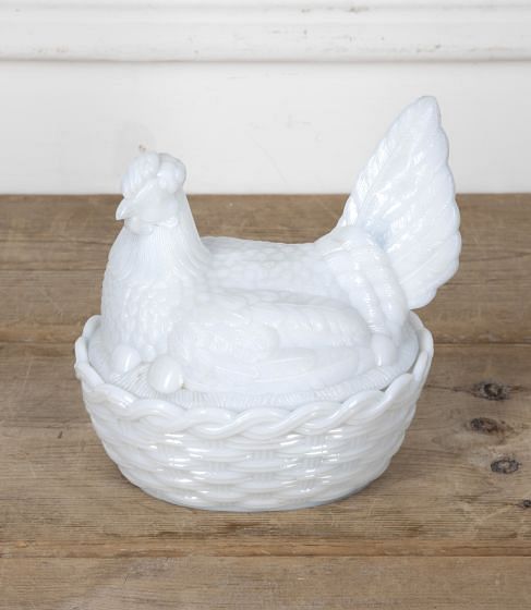 20th Century Opaline Glass Chicken Egg Basket DA1525505