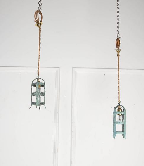 Pair of 19th Century Bronze and Copper Lanterns LL4323274