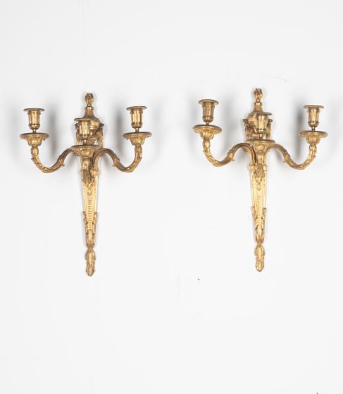 Pair of 19th Century Gilt Bronze Louis XVI Wall Sconce LW2330216