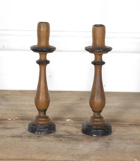 Pair of 19th Century Hand Carved French Candlesticks DA4424795