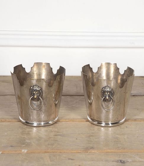 Pair of 20th Century Oval Silverplate Cache Pots DA1531376