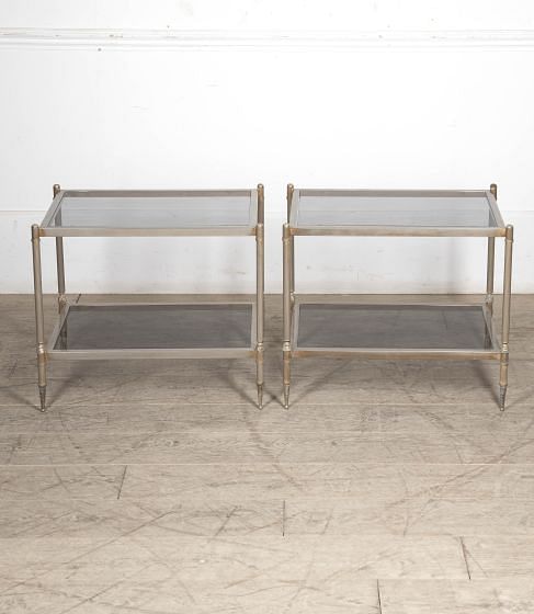 Pair of 20th Century Brass and Steel End Tables TC3525477