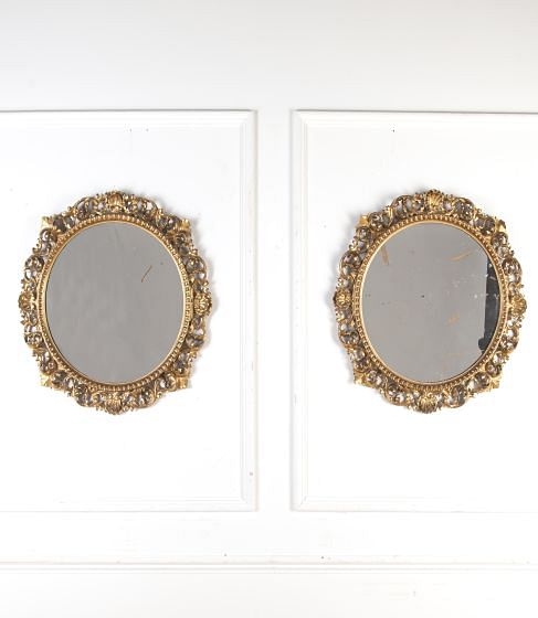 Pair of Circular Florentine Mirrors by Maples Co. MI8023042
