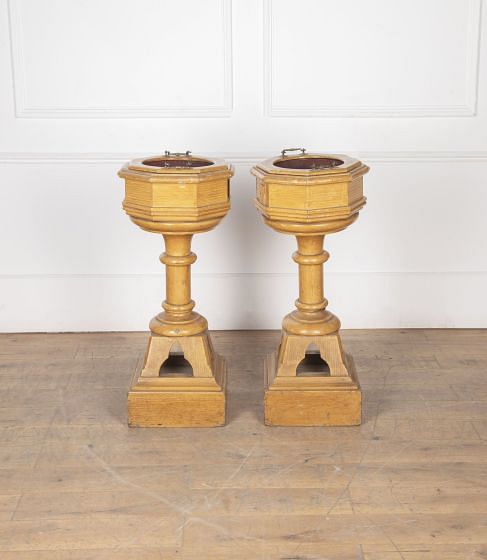 Pair of Large 20th Century Church Offertory Bowls on Stands OF8033190