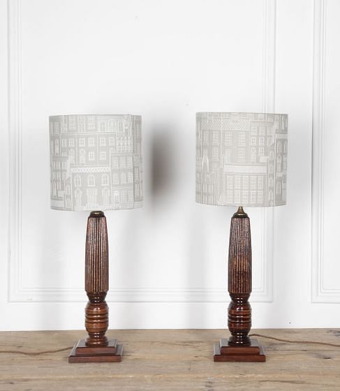 Pair of Late 19th Century Wooden Column Lamps LS2031832