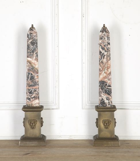 Pair of Marble Obelisk Lamps LL0314931
