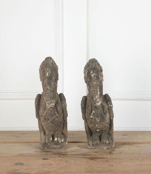 Pair of Martin Brothers Style Cast Stone Pelicans GA0334144