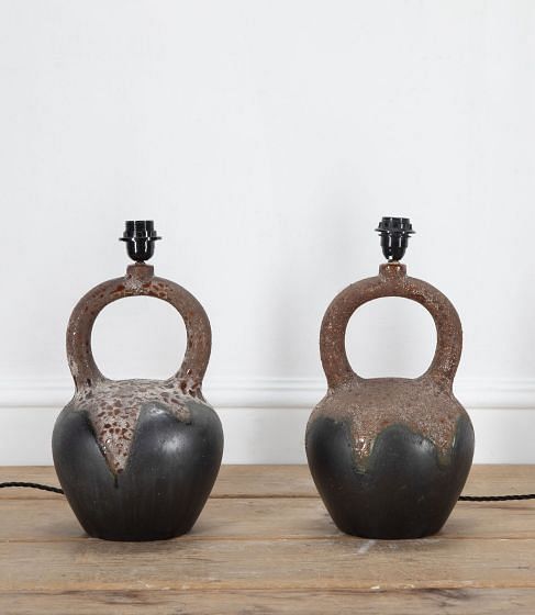Pair of Pre-Colombian Style Stirrup Shaped Table Lamps LT2934893
