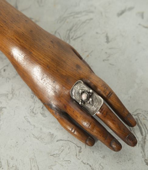 19th Century Afghan Etched Silver Saddle Ring LS4424219
