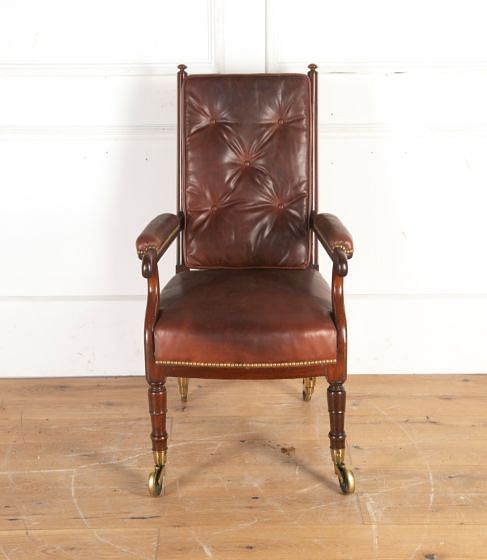 Regency Mahogany and Leather Library Chair CH8213809