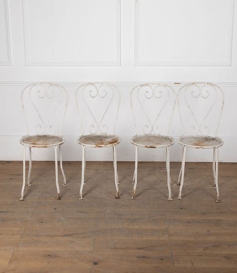 Set of 19th Century Four French Wrought Iron Garden Chairs GA3730910