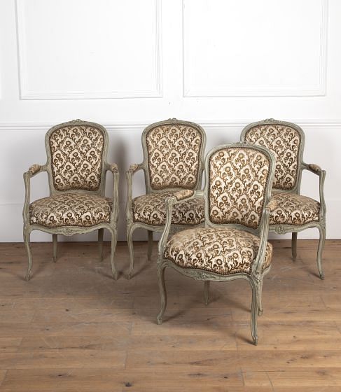 Set of Four Painted Louis XVI Style Fauteuils CH8527505