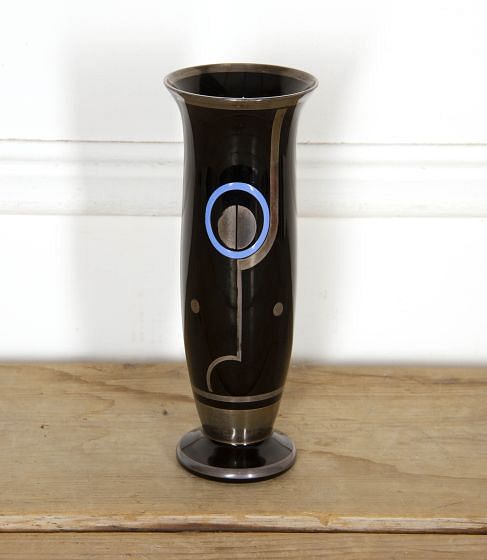 20th Century Art-Deco Black Glass Vase DA3017489