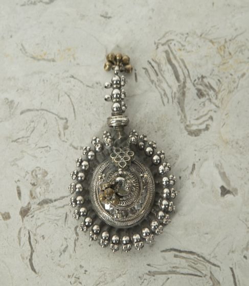 Small Indian Antique Silver Hand Mirror LS4424216