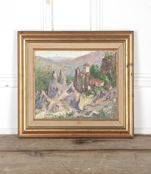 20th Century Oil on Board of Alpine Village WD3724935