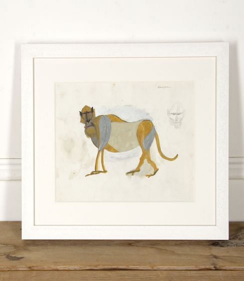 Standing Macaque Gouache by Henri Samouilov WD2917462