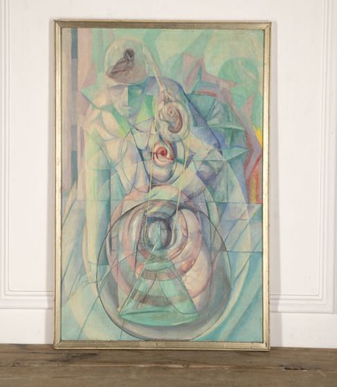 Mid-Century Italian Surrealist Oil on Canvas WD3020844