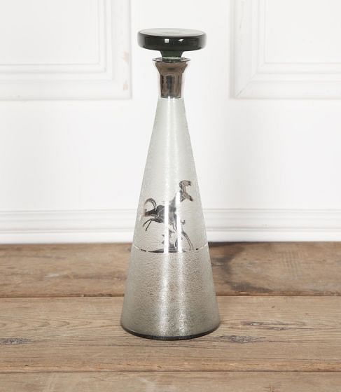 Tall 20th Century Art Deco Smoked Glass and Silvered Decanter DA5831443