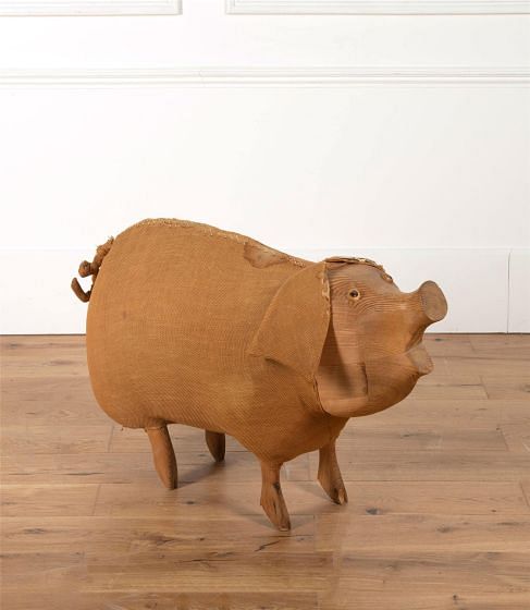 Folk Art Carved Pine Pig DA2762433