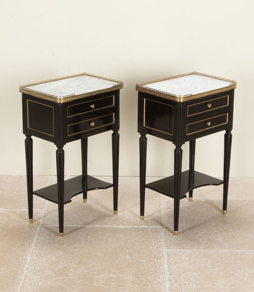 Pair of 20th Century French Two Drawer Ebonised Nightstands BD5242375
