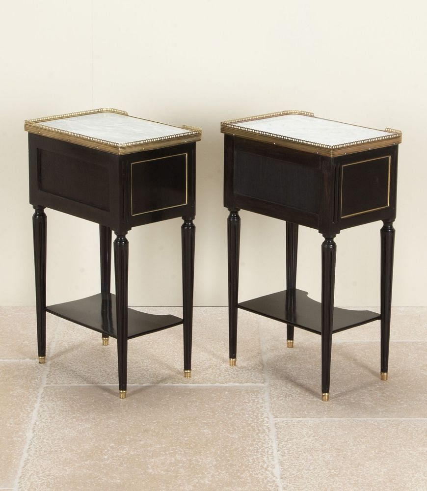 Pair of 20th Century French Two Drawer Ebonised Nightstands BD5242375