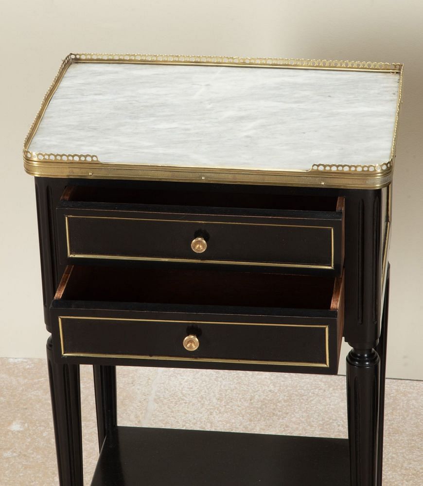 Pair of 20th Century French Two Drawer Ebonised Nightstands BD5242375