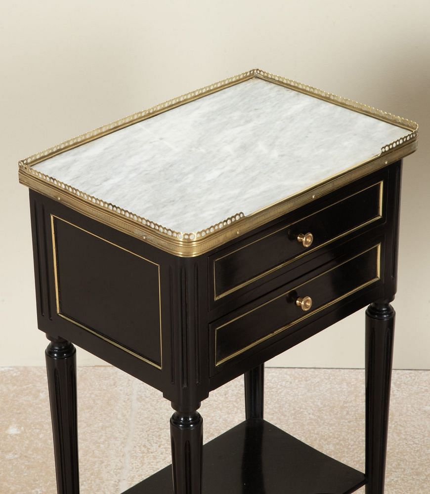 Pair of 20th Century French Two Drawer Ebonised Nightstands BD5242375