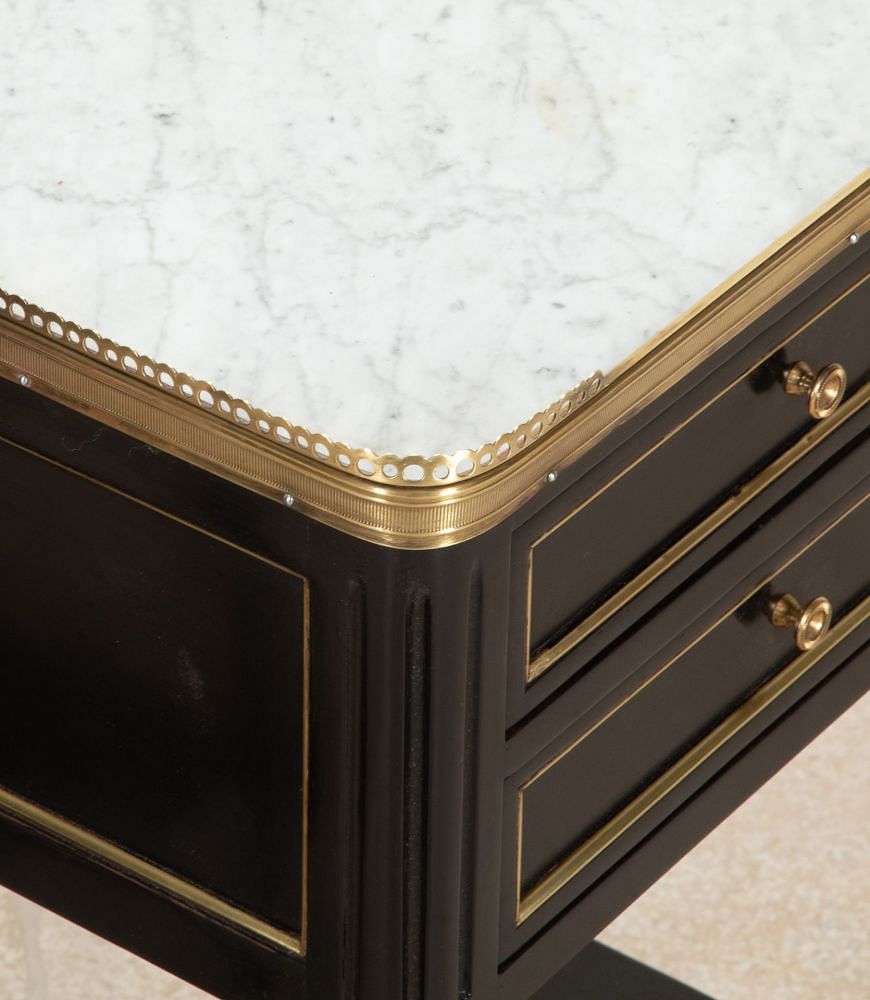 Pair of 20th Century French Two Drawer Ebonised Nightstands BD5242375